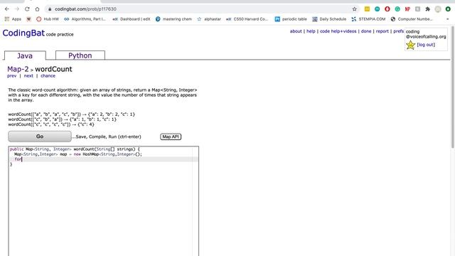 Map-2 (wordCount) JavaTutorial || codingbat.com смотреть онлайн