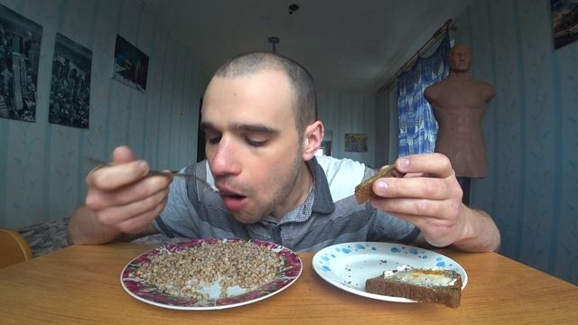 МУКБАНГ/АСМР ГРЕЧКА БУТЕРБРОДЫ-ХЛЕБ с МАСЛОМ,ГОРЧИЦЕЙ/ОБЖОР/ УЖИН/ EATING/ASMR/Mukbang