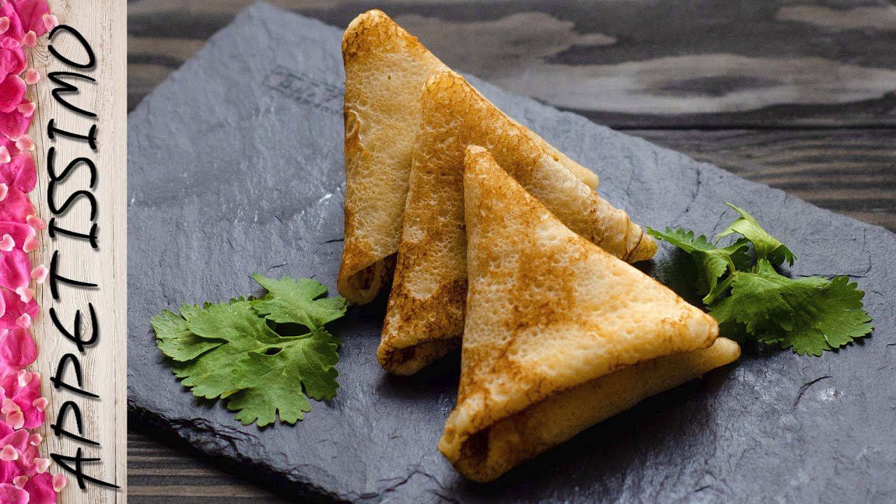 Как завернуть БЛИНЫ ТРЕУГОЛЬНИКОМ - бендерики с начинкой ☆ Рецепт и красивая подача блинов с мясом смотреть онлайн