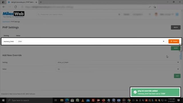 How to Change PHP Memory Limit and Other PHP Parameters in DirectAdmin? | MilesWeb смотреть онлайн
