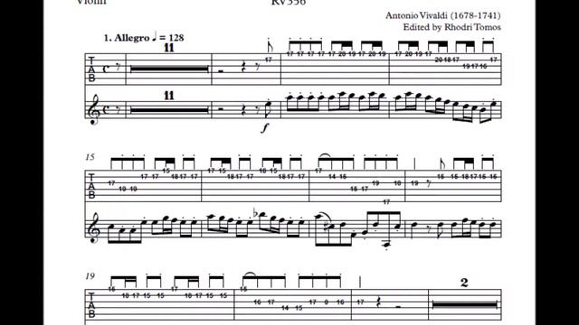 Electric guitar backing track with TAB - Vivaldi Concerto in A minor RV356 смотреть онлайн