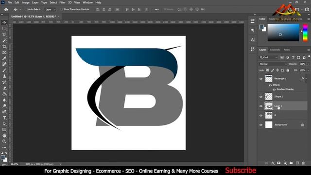 B Letter Logo Design In Photoshop смотреть онлайн
