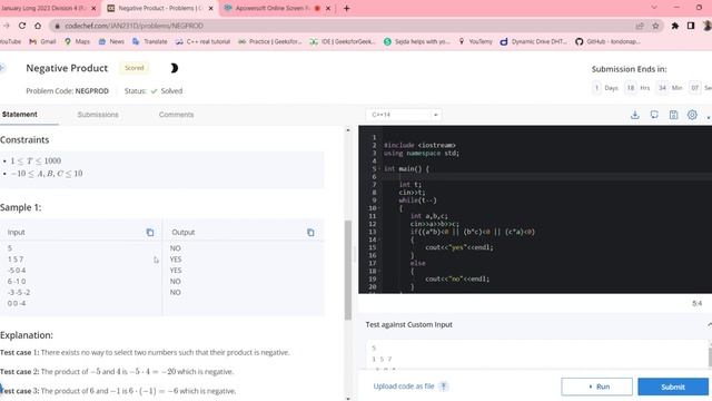 CODECHEF JANUARY LONG CHALLENGE CONTEST || NEGATIVE PRODUCT FULL SOLUTION + EXPLANATION #cp смотреть онлайн