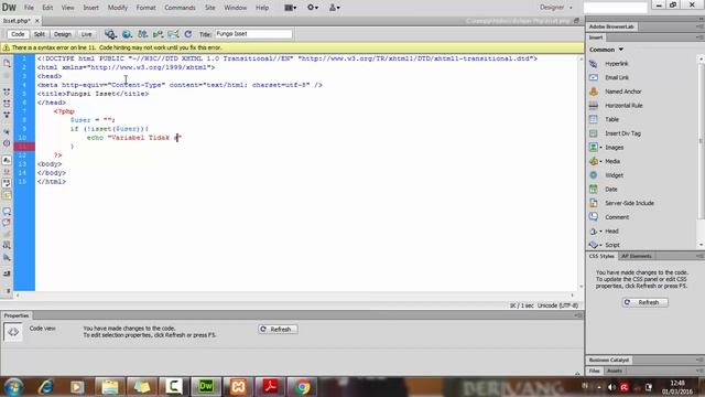 Belajar WEB Programing PHP,MySql dan XAMPP - 18 Membuat Fungsi Isset untuk mengecek Variabel смотреть онлайн