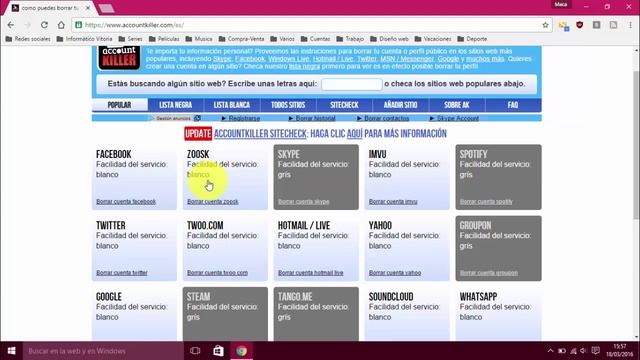 Eliminar tu cuenta de usuario en cualquier web www.informaticovitoria.com смотреть онлайн