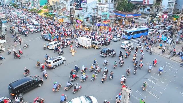 Rush Hour Traffic With Motorcycle In Ho Chi Minh City - Vietnam