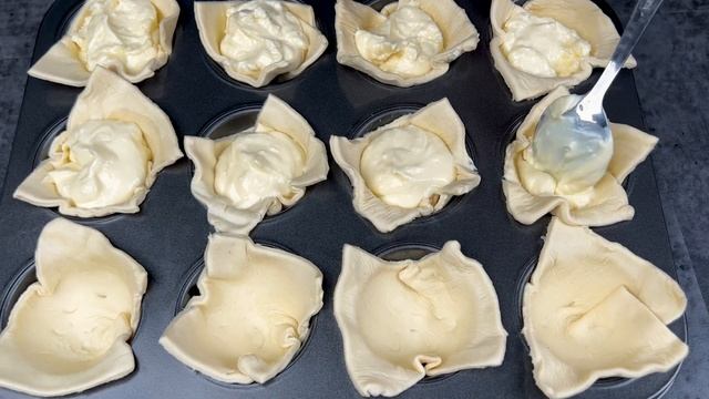 Пачка СЛОЕНОГО ТЕСТА и ТВОРОГ: у вас получатся маффины как в РЕСТОРАНЕ! смотреть онлайн