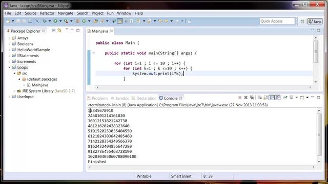 Java Programming Tutorial - 18 - Nested FOR Loops смотреть онлайн