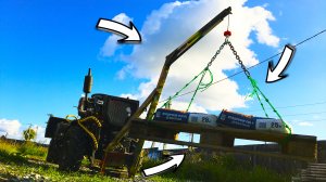 Мини кран из лебёдки рунва на самодельный мини мото тракторок