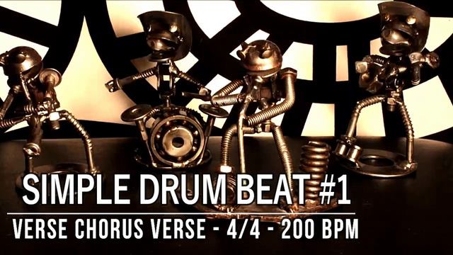 200 BPM - Simple Beat #1 - 4/4 Straight Rock Drum Track - Metronome - Drum beat смотреть онлайн