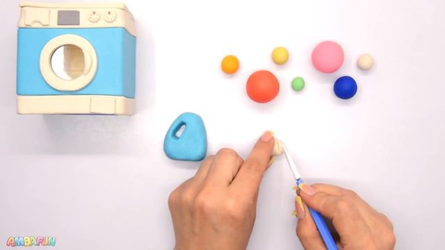 Play Doh Washing Machine, Washing Gel, Conditioner And Basket. DIY Play Doh Toy Stuff For Dolls