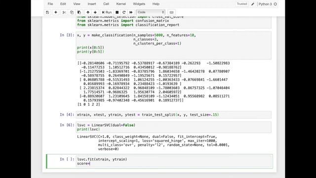 Classification Example with Linear SVC model in Python смотреть онлайн