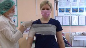 Наложение колосовидной повязки на плечевой сустав