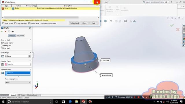 Solidwork Tutorial 28 : How to use draft command смотреть онлайн