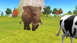 5 Giant Duck Cartoon Tiger Cow elephant Gorilla dinosaur Dog Wild Animals Crossing Fountain
