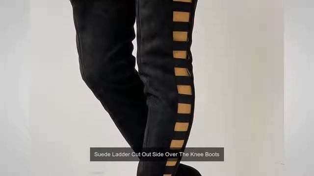 Suede Ladder Cut Out Side Over The Knee Boots смотреть онлайн