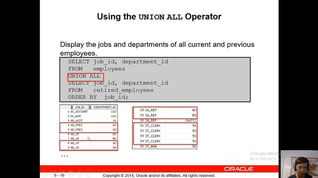 Set Operator -union,unionall, intersect, minus смотреть онлайн