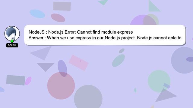 NodeJS : Node.js Error: Cannot find module express смотреть онлайн