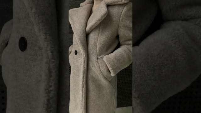 Эко шуба тедди из стриженной овечьей шерсти Токио серая 115 см смотреть онлайн