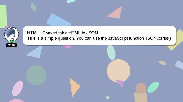 HTML : Convert table HTML to JSON смотреть онлайн