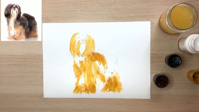 Как нарисовать собачку зубной щеткой и гуашью? Урок рисования для детей смотреть онлайн