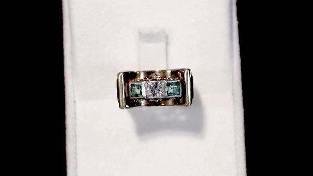 0.42ct Tourmaline and 0.25ct Diamond, 14ct Yellow Gold Ring - Art Deco - Vintage Circa 1950 - A3133 смотреть онлайн