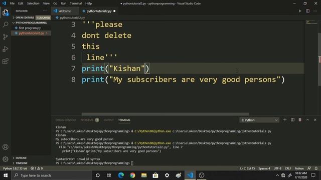 #2 Comments , Escape Sequences And Print Statements || Free Python Tutorials || Coding Anna смотреть онлайн