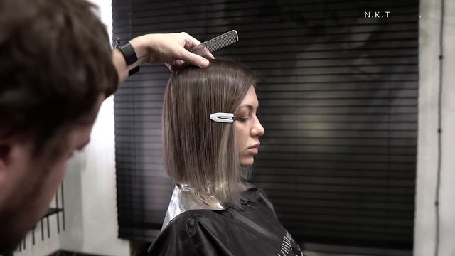 BLUNT BOB HAIRCUT on dry hair: how to make easy waves hairstyle смотреть онлайн