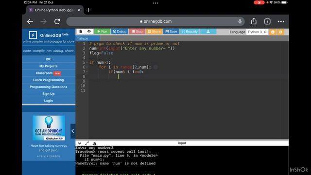 Python program to check whether a number is Prime or not смотреть онлайн