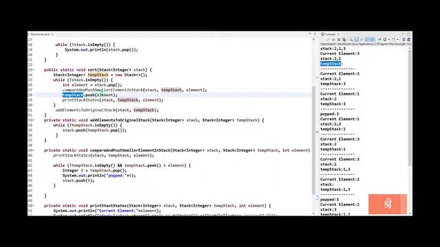 Java Interview Sort a Stack, Use only Push-Pop-Peek смотреть онлайн