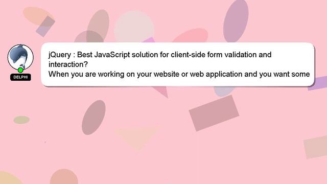 jQuery : Best JavaScript solution for client-side form validation and interaction? смотреть онлайн