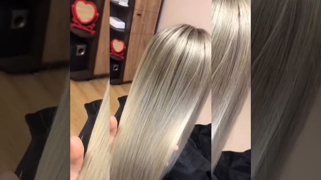 Осветление корня техникой AirTouch, тонирование краской Estel смотреть онлайн