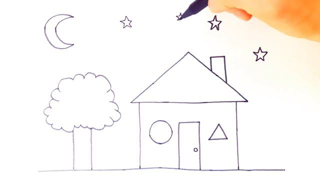كيفية رسم منزل للأطفال | Drawing of the house | Рисунок домика для детей смотреть онлайн