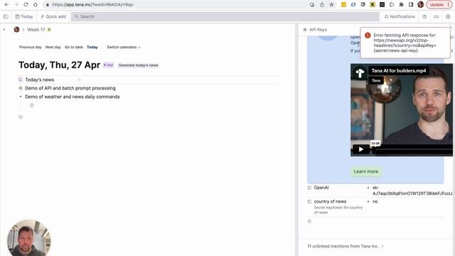 Generating daily news and weather in Tana with API and OpenAI смотреть онлайн