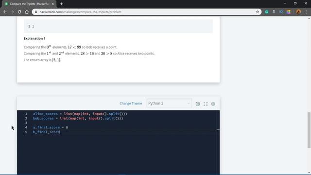 2. HackerRank - Compare the triplets - Python смотреть онлайн