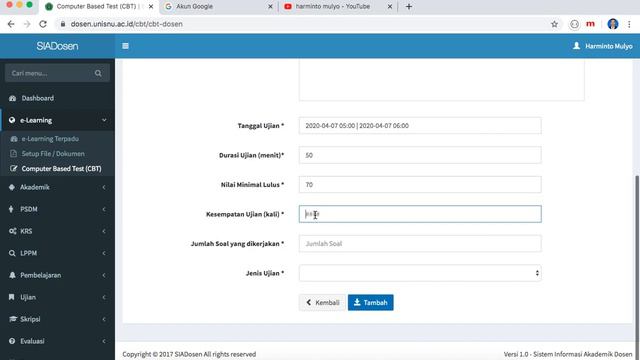 Elearning UNISNU versi CBT смотреть онлайн