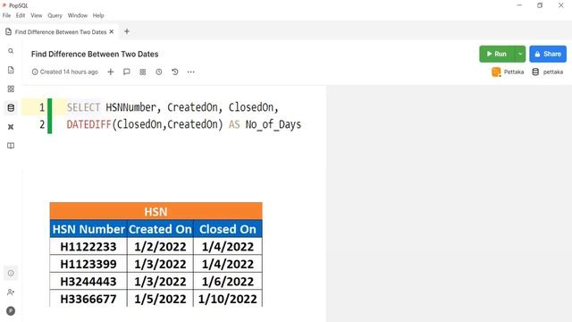 SQL Query to Find Difference Between Two Dates in Days смотреть онлайн