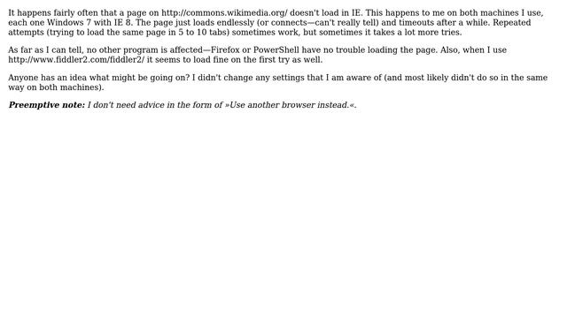 Wikimedia Commons not working properly from IE 8 смотреть онлайн