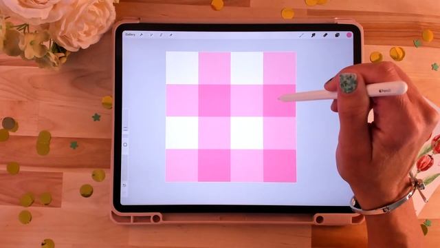 ? How to make a Gingham Plaid pattern in Procreate || Seamless Pattern Tutorial смотреть онлайн