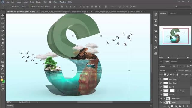 photoshop cc 2015.5 tutorial 3d text world photo manipulation смотреть онлайн