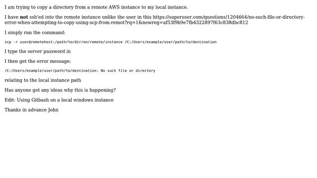 "No such file or directory" error when scp from remote to local instance смотреть онлайн
