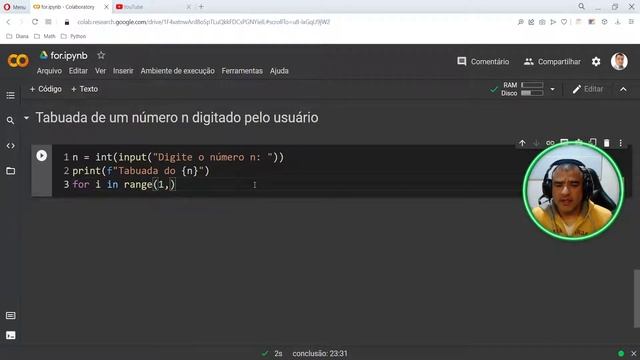 Curso Python - Aula 26 - Estrutura for - Tabuada de um número n смотреть онлайн