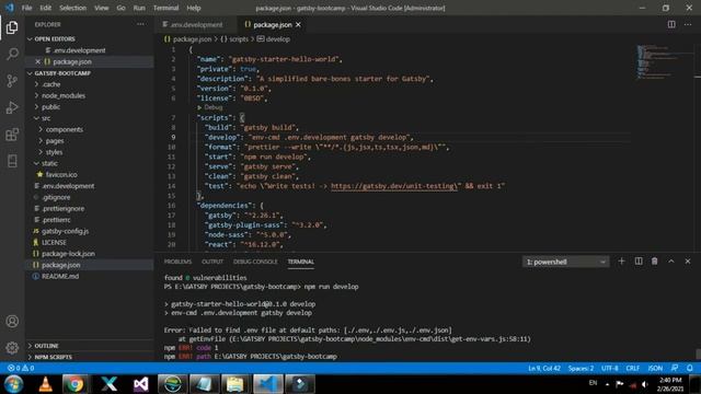Failed to find .env file. Error command env-cmd .env.development gatsby develop смотреть онлайн