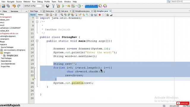 Reverse the string in java | Java string program | java program dry run смотреть онлайн