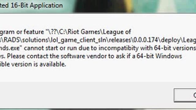 Unsupported 16-Bit Application League of legends Error смотреть онлайн