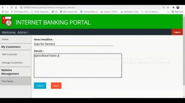 Internet Banking Portal | HTML | CSS | JAVASCRIPT | PHP | MYSQL