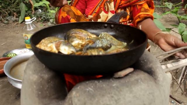 Village Food | Taro and fish curry | Grandmother recipes-140 смотреть онлайн