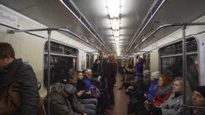 Russia, Moscow, metro ride from Лубя́нка to Чистые пруды