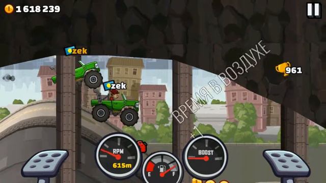 Hill Climb 2 трасса Город, МОНСТР ТРАК, улучшил Подвеску 8 смотреть онлайн