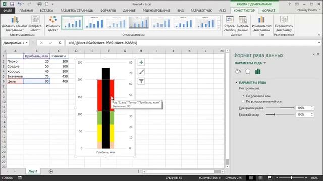 Как построить диаграмму шкалу в Microsoft Excel смотреть онлайн